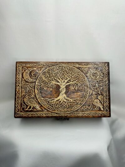 Arbre de vie Coffret Pyrogravure sur bois, gravure artisanale celtique inspirée de Yggdrasil Une création unique de Louve de Lune pour Pyro'Art
