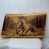 Cheval Pyrogravure sur bois "Tasunka" Pyrogravure cheval sauvage galopant dans la forêt, réalisée sur tranche de bois brute. Œuvre unique de Louve de Lune, pyroart.