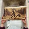 Cheval Pyrogravure sur bois "Tasunka" Pyrogravure d'un cheval sauvage courant à travers la forêt, réalisée sur bois brut. Art unique de Louve de Lune, Pyro'Art.