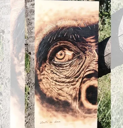 Tableau Gorille - Conscience fragile - Pyroart Louve de Lune