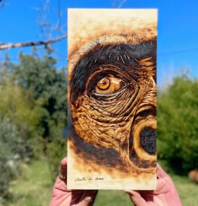 Tableau Gorille - Conscience fragile - Pyroart Louve de Lune