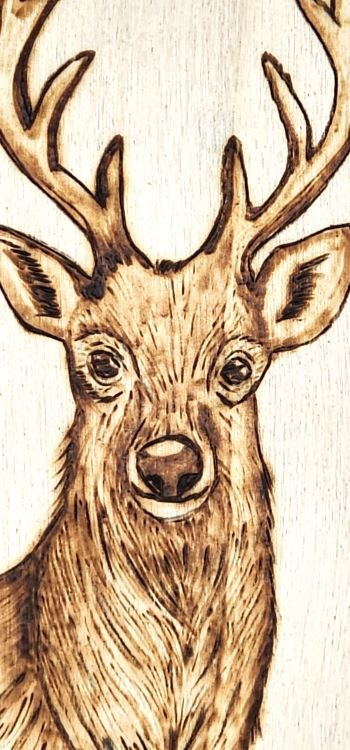 Accessoire de lecture, marque-page en bois Pyrogravé représentant un cerf- entièrement fait main- Pyroart by Louve de Lune