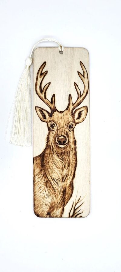 Cerf Marque-page en bois Pyrogravé - fait main- Pyroart by Louve de Lune