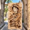 Tableau manga One Piece Luffy en pyrogravure sur bois – Pyro’Art
