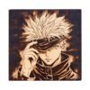 Tableau manga Jujutsu Kaisen Gojo Satoru en pyrogravure sur bois – Pyro’Art
