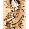 Tableau manga One Piece Luffy en pyrogravure sur bois – Pyro’Art
