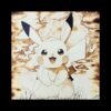 Tableau Pokémon Pikachu en pyrogravure sur bois – Pyro’Art