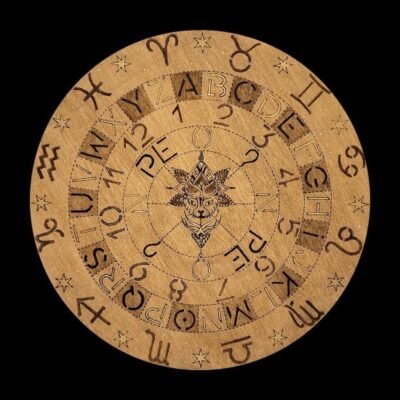 Planche pour pendule pyrogravée avec alphabet et signes du zodiaque